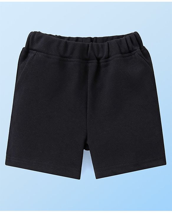 Babyhug Half Sleeves Checks Attached Waist Coat Shirt & Shorts Set with Bow  - White & Black