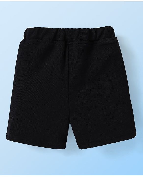 Babyhug Half Sleeves Checks Attached Waist Coat Shirt & Shorts Set with Bow  - White & Black