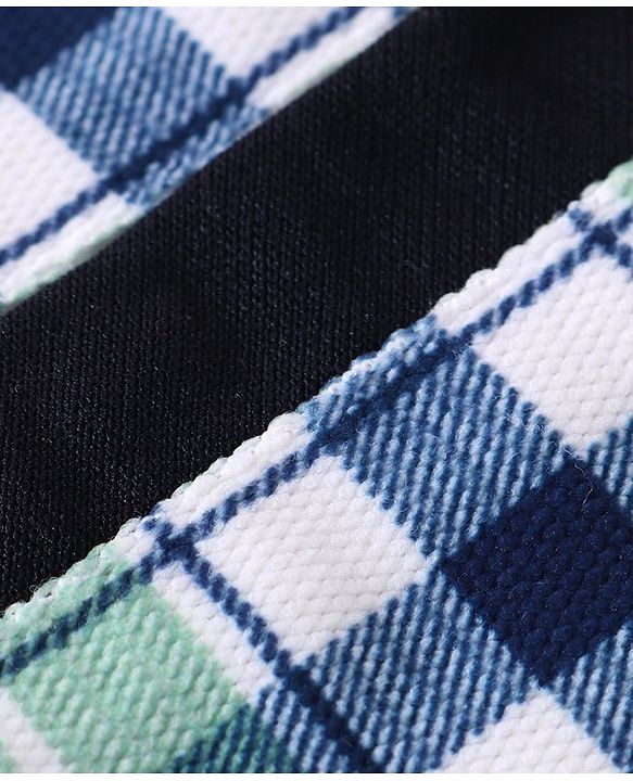 Babyhug Half Sleeves Checks T-Shirts with Shorts Set - Navy Blue