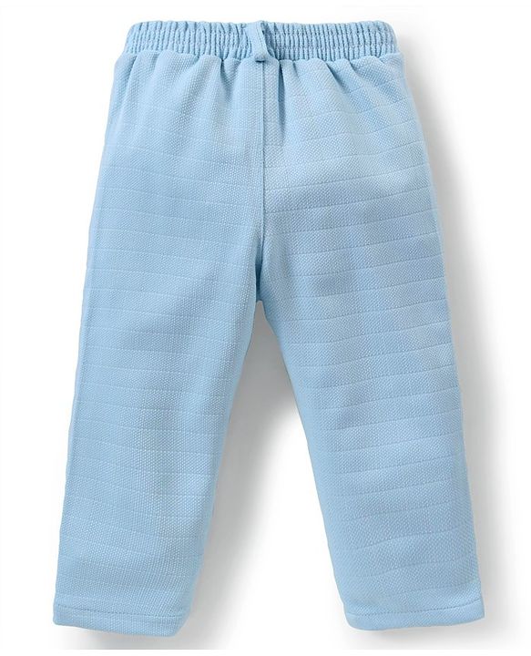 Babyhug Knit Full Sleeves Printed Party Shirt & Trousers with Cap Bow & Suspender - Light Blue