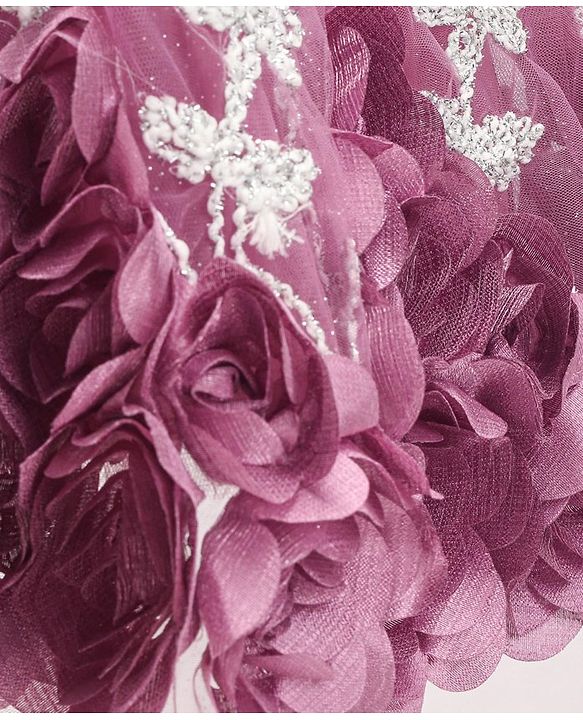 Babyhug Sleeveless Floral & & Pearl Embellishment Fit & Flared Party Frock - Mauve