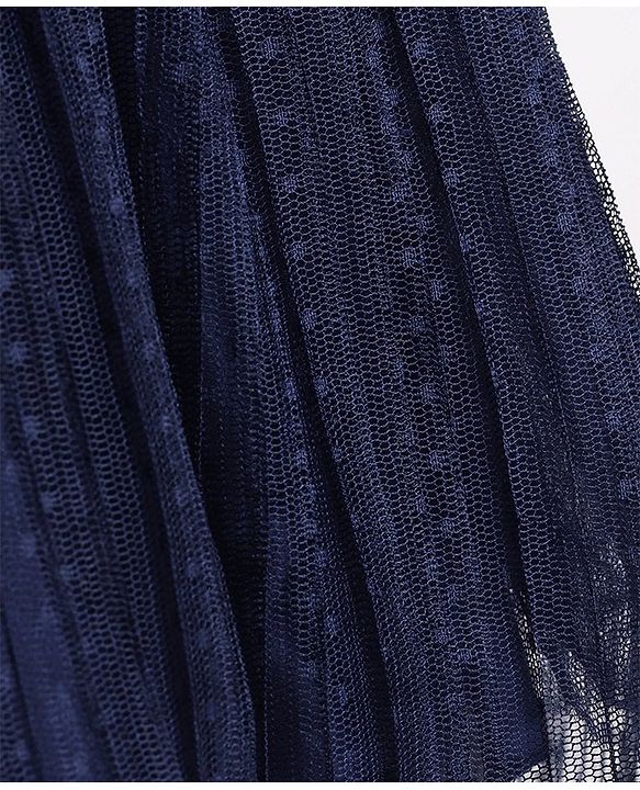 Babyhug Cap Sleeves  Fit & Flare   Party Frock with Floral Applique - Navy Blue