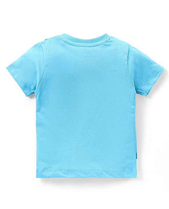 Babyhug Single Jersey Knit Half Sleeves T-Shirt & Shorts Set Ship Print - Blue