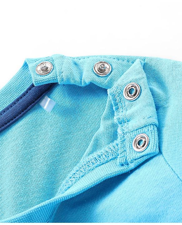 Babyhug Single Jersey Knit Half Sleeves T-Shirt & Shorts Set Ship Print - Blue