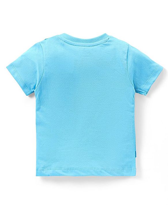 Babyhug Single Jersey Knit Half Sleeves T-Shirt & Shorts Set Ship Print - Blue