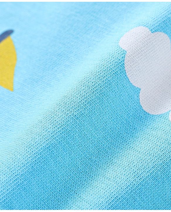 Babyhug Single Jersey Knit Half Sleeves T-Shirt & Shorts Set Ship Print - Blue