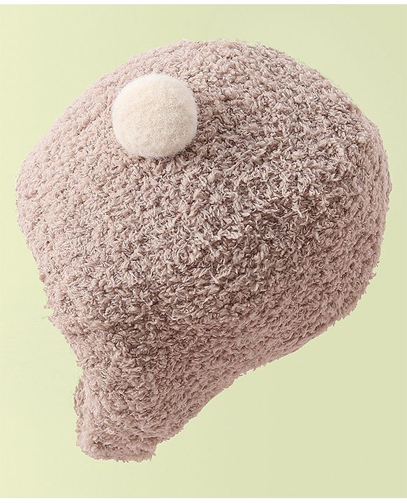 Babyhug Woollen Cap with Bear 3D Applique - Khaki