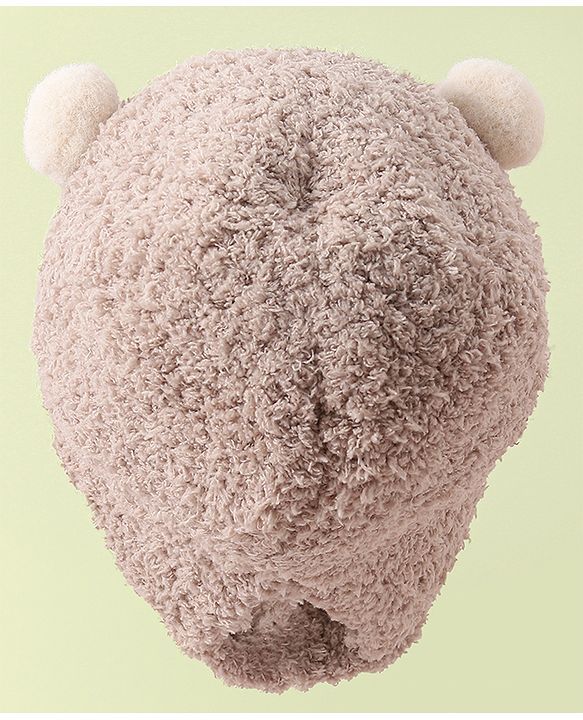 Babyhug Woollen Cap with Bear 3D Applique - Khaki
