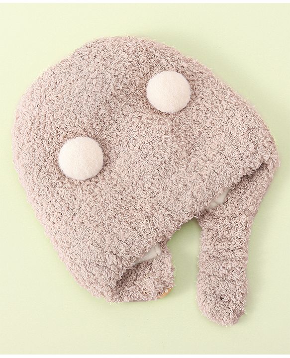Babyhug Woollen Cap with Bear 3D Applique - Khaki