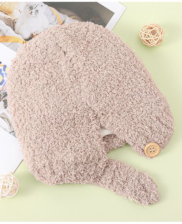 Babyhug Woollen Cap with Bear 3D Applique - Khaki
