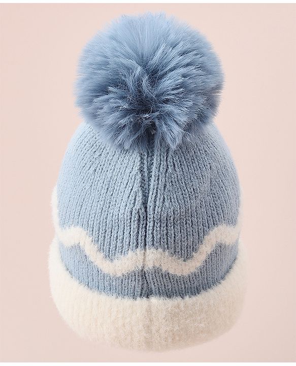 Babyhug Woollen Cap with Bear Text Design & Pom Pom Detailing - Pink