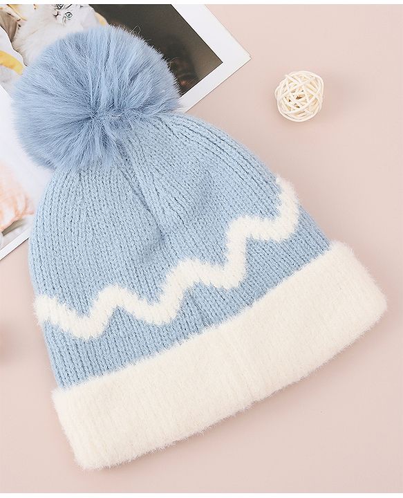 Babyhug Woollen Cap with Bear Text Design & Pom Pom Detailing - Pink