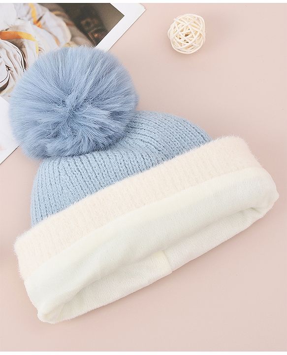 Babyhug Woollen Cap with Bear Text Design & Pom Pom Detailing - Pink