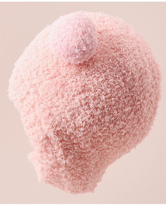 Babyhug Woollen Cap with Bear 3D Applique - Pink