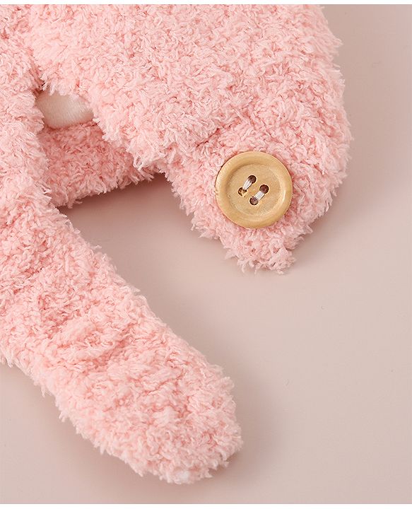 Babyhug Woollen Cap with Bear 3D Applique Pink - Diameter 12.5 cm