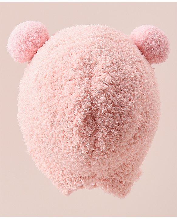 Babyhug Woollen Cap with Bear 3D Applique Pink - Diameter 12.5 cm