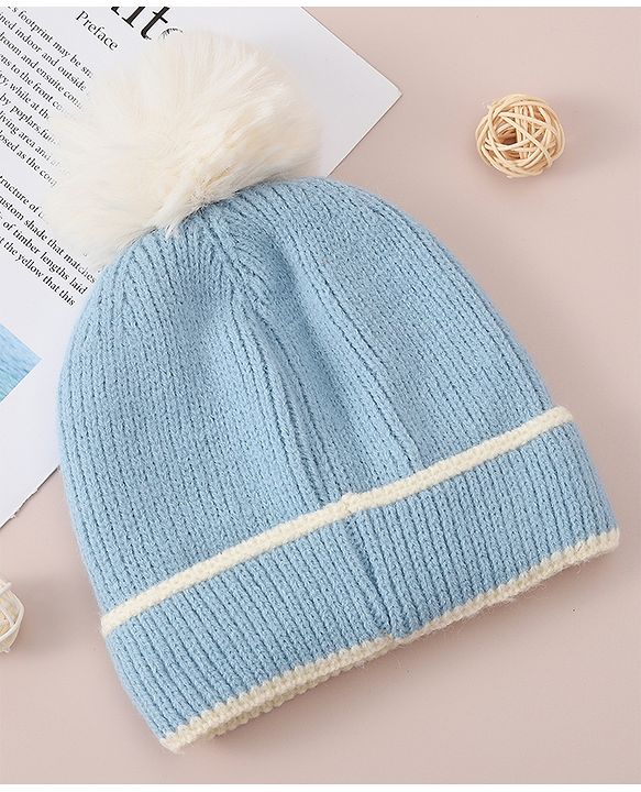 Babyhug Woollen Cap with Dino Design - Blue