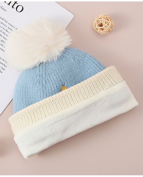 Babyhug Woollen Cap with Dino Design - Blue
