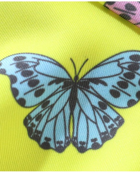 Babyhug Sleeveless  Frock Style Swimsuit with Butterfly Print  - Yellow