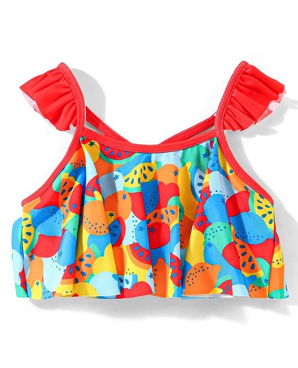 Babyhug Sleeveless  Two Piece Swimsuit with Fruit Print - Multicolour