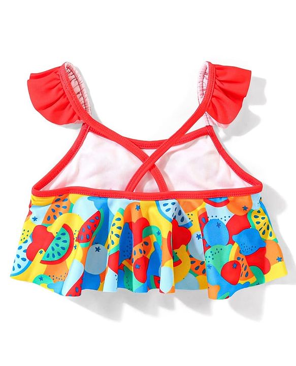 Babyhug Sleeveless  Two Piece Swimsuit with Fruit Print - Multicolour