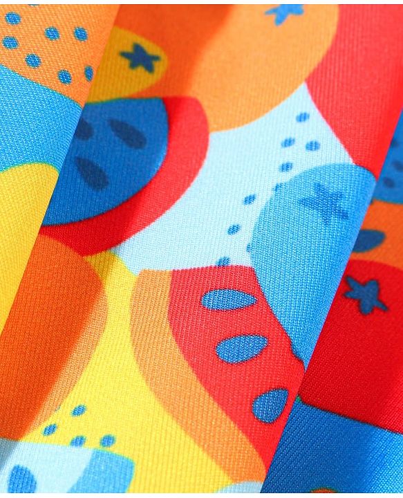 Babyhug Sleeveless  Two Piece Swimsuit with Fruit Print - Multicolour