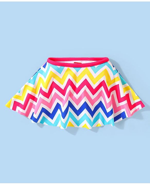Babyhug Sleeveless Two Piece Swimsuit with Chevron Print - Multicolour
