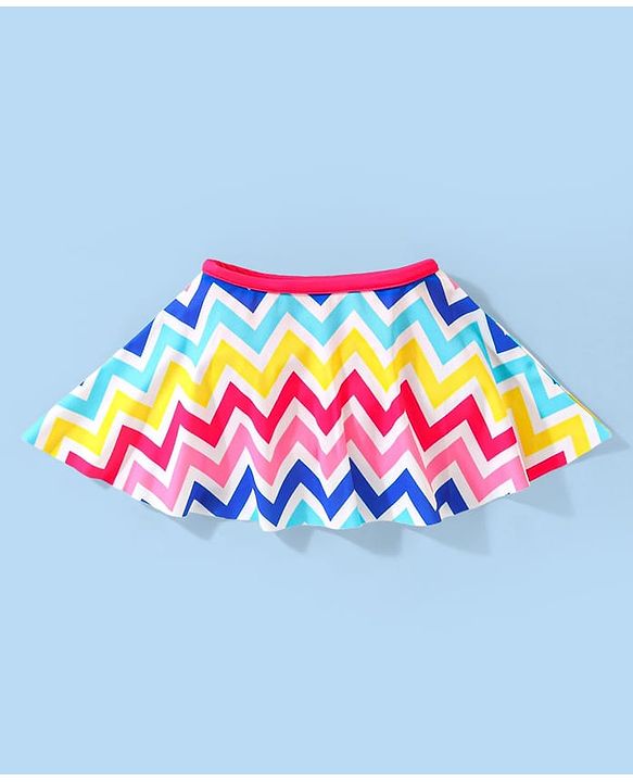 Babyhug Sleeveless Two Piece Swimsuit with Chevron Print - Multicolour