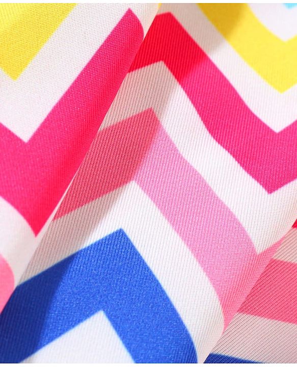 Babyhug Sleeveless Two Piece Swimsuit with Chevron Print - Multicolour