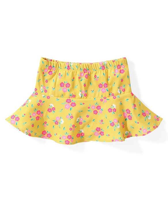 Babyhug Cold Shoulder Sleeves  Two Piece Swim Suit with Floral Print - Yellow