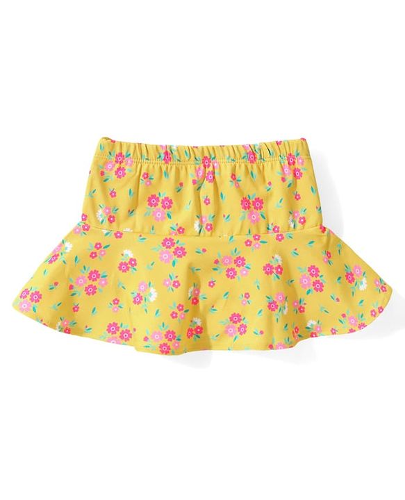 Babyhug Cold Shoulder Sleeves  Two Piece Swim Suit with Floral Print - Yellow