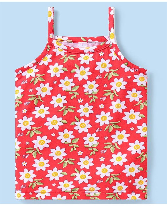 Babyhug 100% Cotton Sleeveless Slips Pack of 3 - Red & Yellow