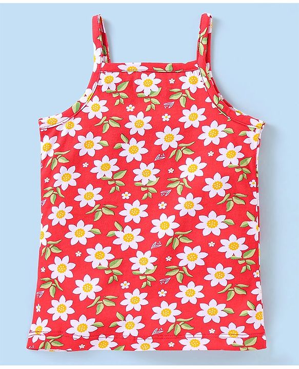 Babyhug 100% Cotton Sleeveless Slips Pack of 3 - Red & Yellow