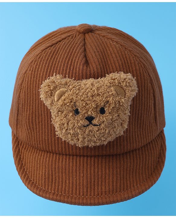 Babyhug Baseball Cap With Bear Applique - Brown