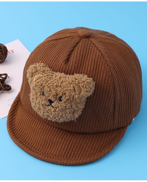 Babyhug Baseball Cap With Bear Applique - Brown
