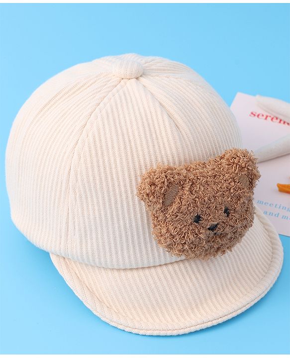 Babyhug Baseball Cap With Bear Applique - Brown