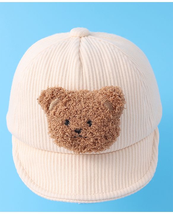 Babyhug Baseball Cap With Bear Applique - Brown