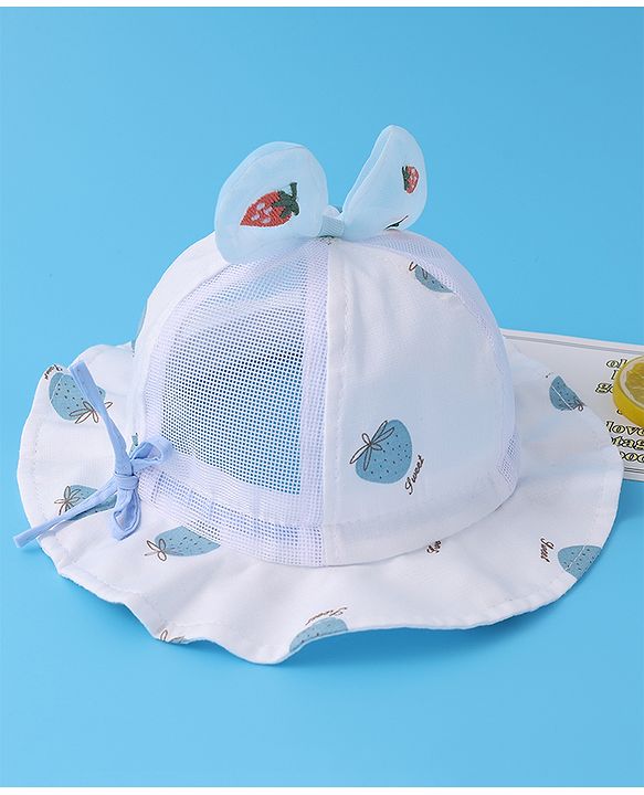 Babyhug Bucket Hat Strawberry Print - Blue