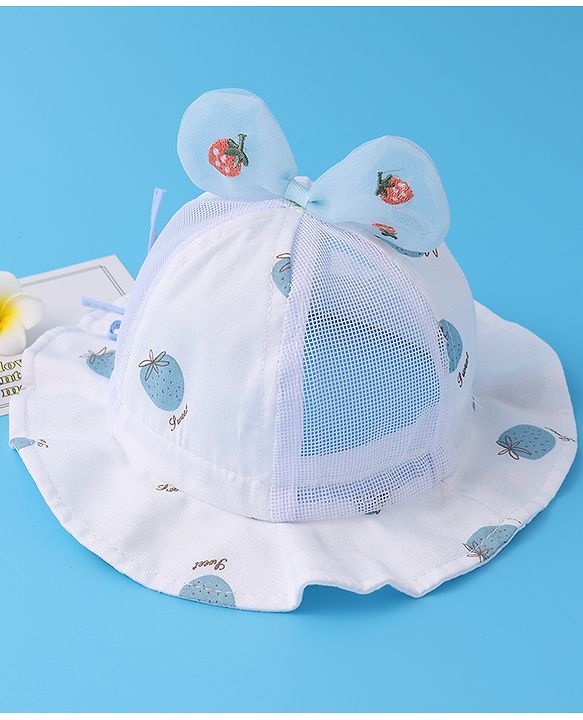 Babyhug Bucket Hat Strawberry Print - Blue