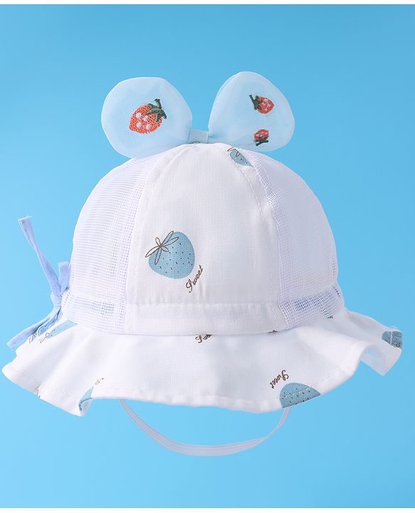 Babyhug Bucket Hat Strawberry Print - Blue