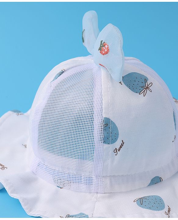 Babyhug Bucket Hat Strawberry Print - Blue