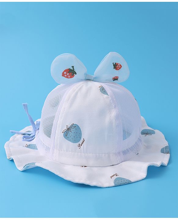 Babyhug Bucket Hat Strawberry Print - Blue