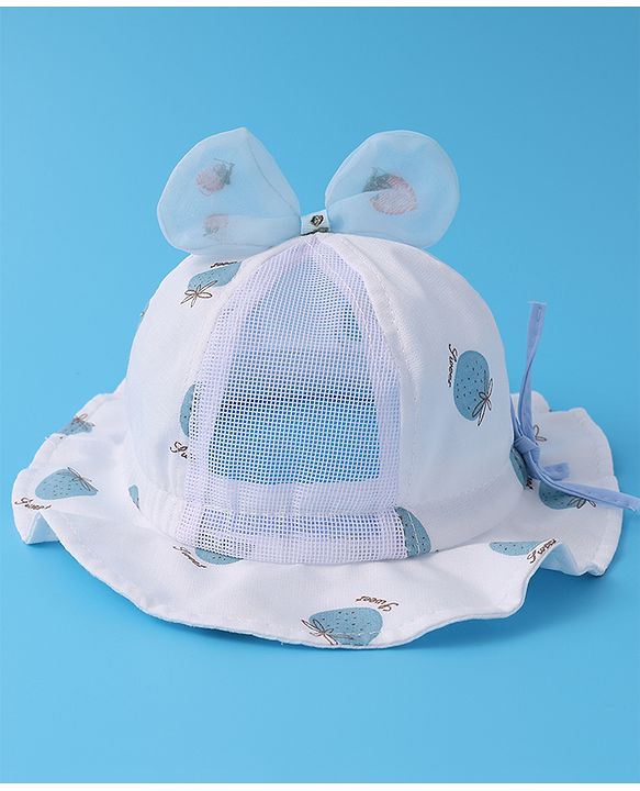 Babyhug Bucket Hat Strawberry Print - Blue