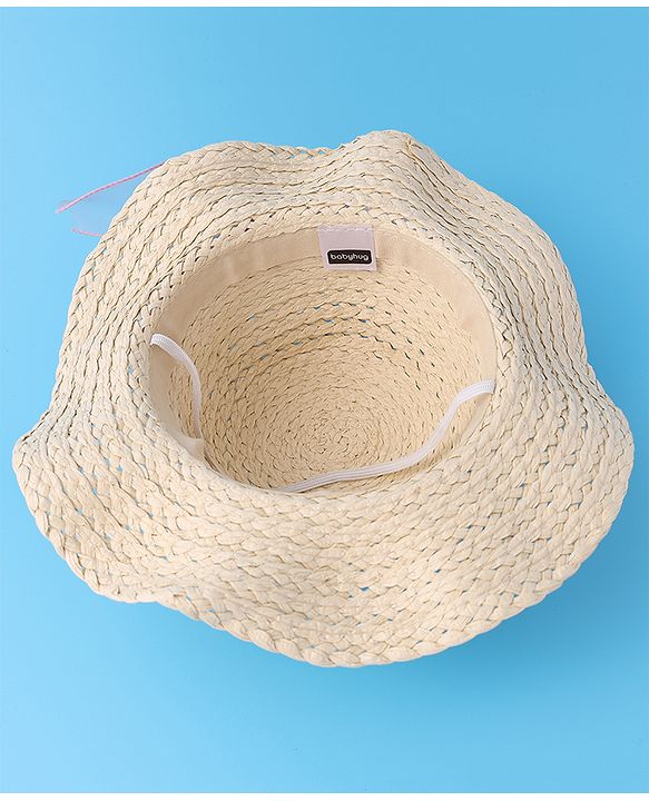 Babyhug Straw Hat with Bow -Beige
