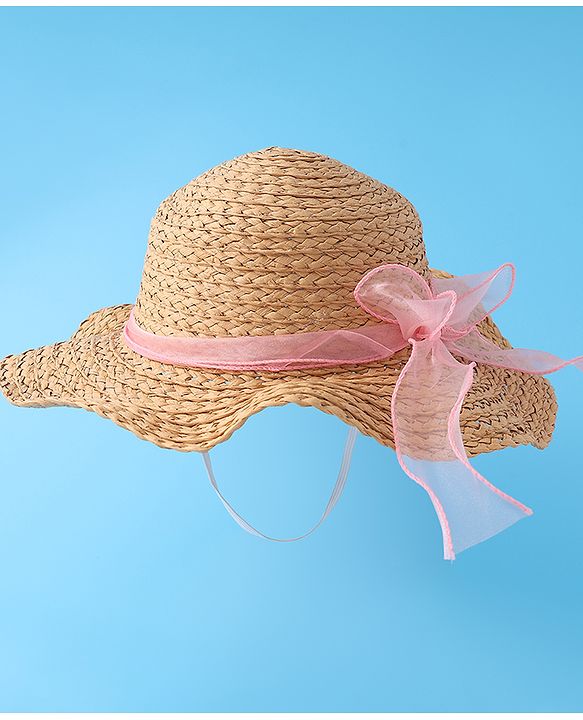 Babyhug Straw Hat with Bow -Brown