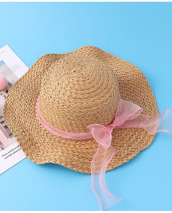 Babyhug Straw Hat with Bow -Brown