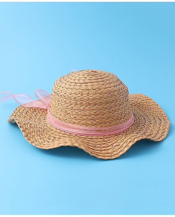 Babyhug Straw Hat with Bow -Brown