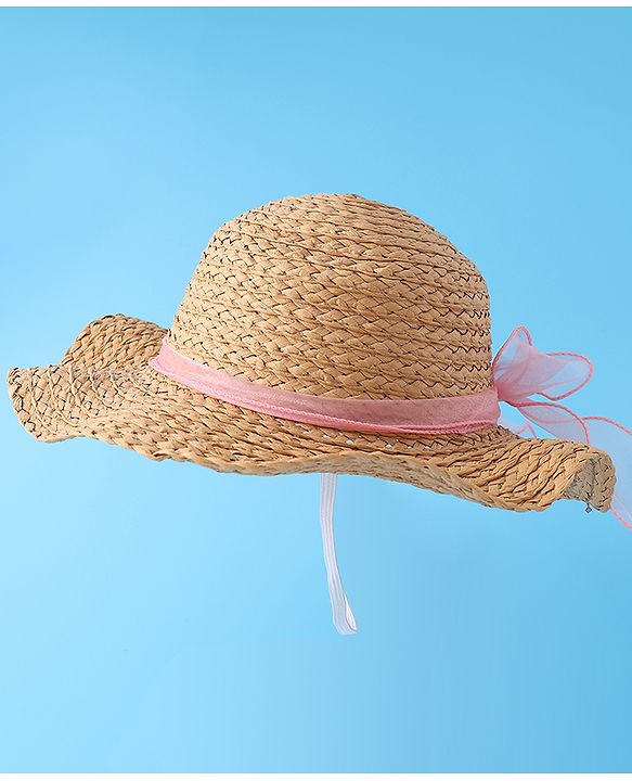 Babyhug Straw Hat with Bow -Brown