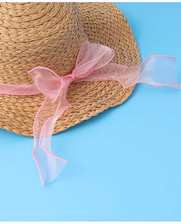 Babyhug Straw Hat with Bow -Brown