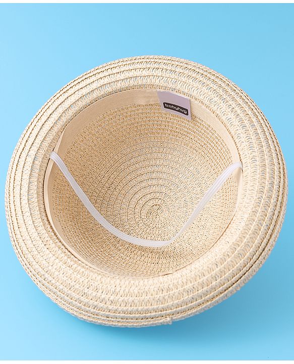 Babyhug Straw Hat with Panda Patch -Cream